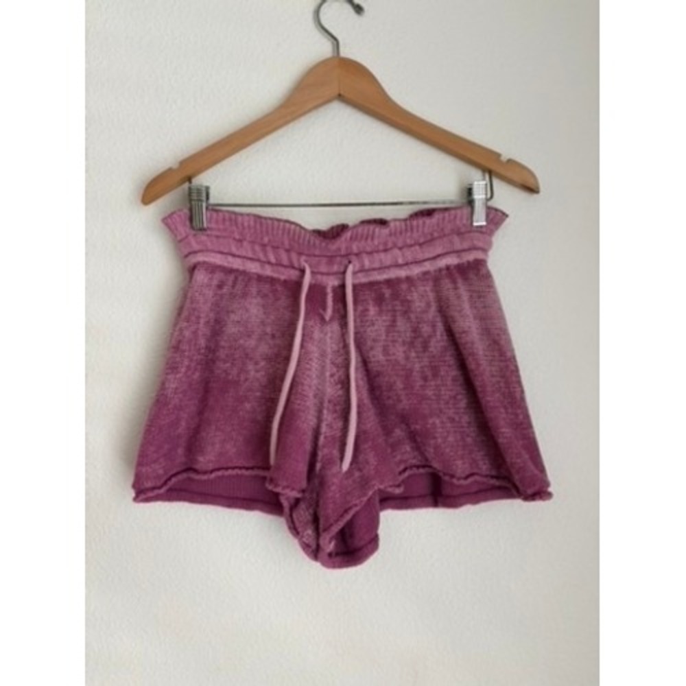 Free‎ People Movement FP Magenta Knit Paperbag Waist Lounge Shorts XS Purple